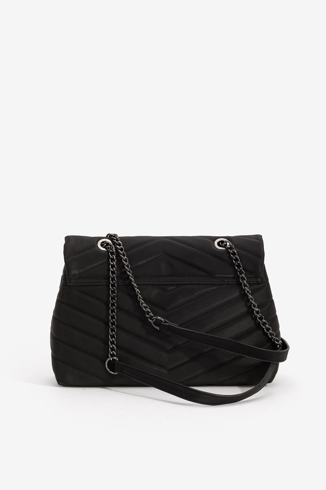 Bolsa de ombro acolchoada com alça combinando - Preta
