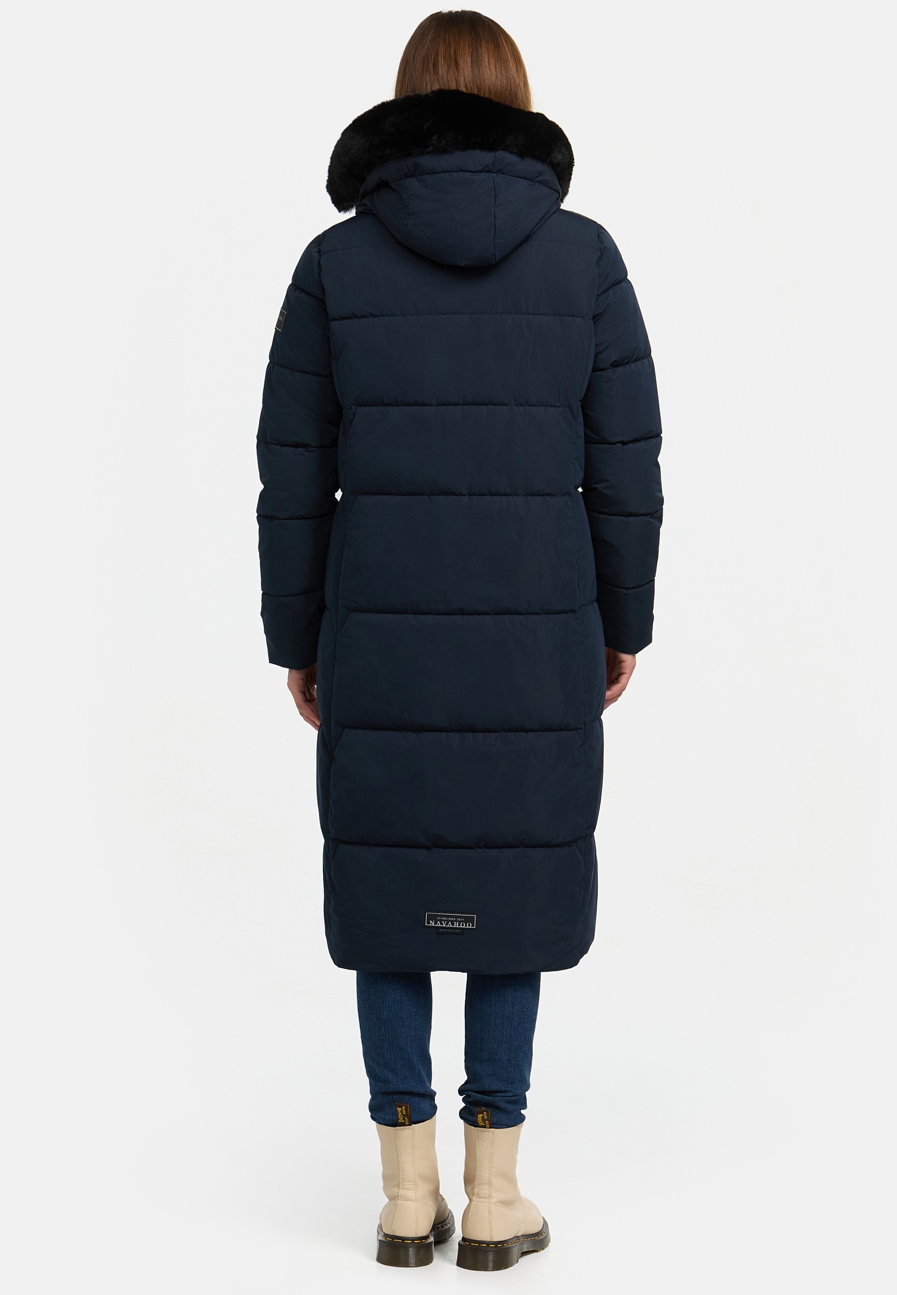 NAVAHOO Damen Winter Steppmantel Stepp Jacke Mantel Parka Mit Warm Kapuze & Recyceltes Obermaterial Blitzliebe