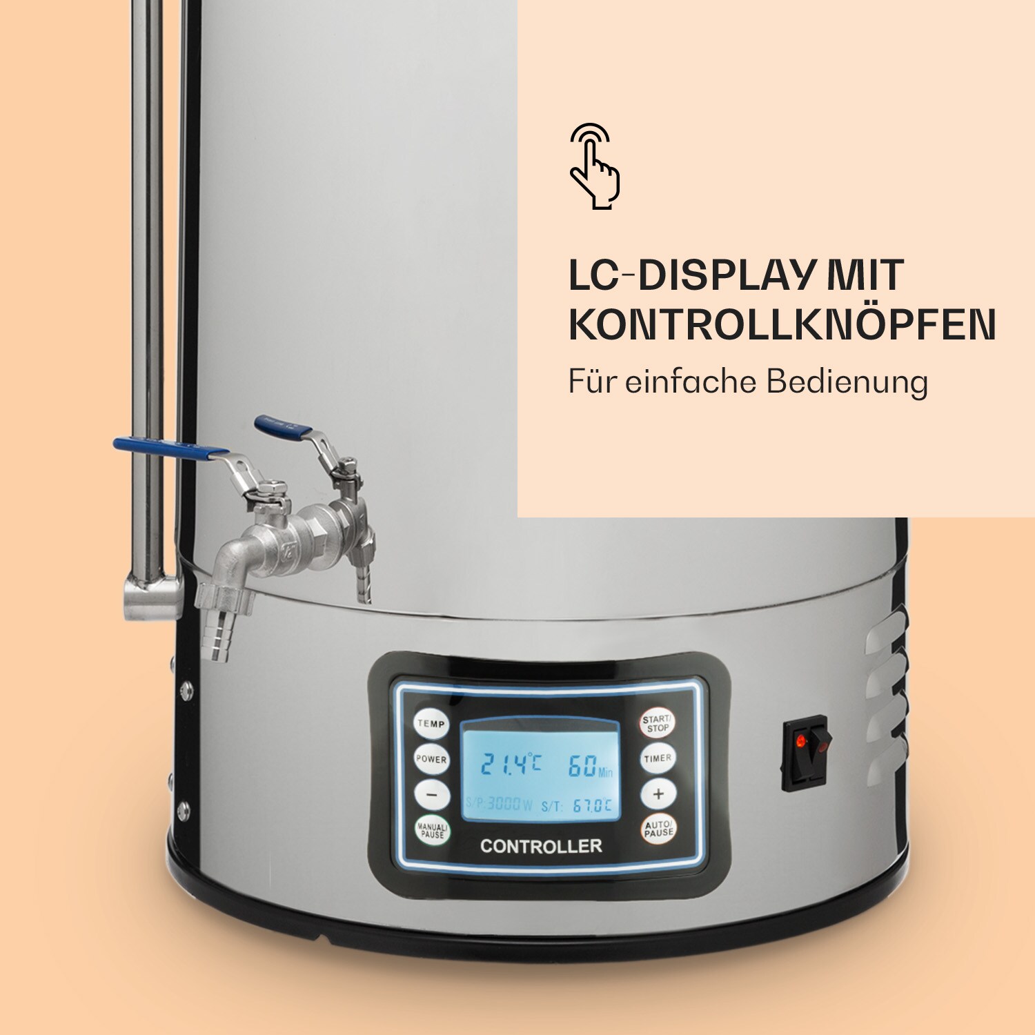 Mundschenk XXL Maischekessel Bierbrauanlage 3000W 50l 304 Edelstahl
