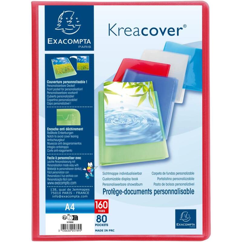Protège-documents polypropylène semi-rigide KreaCover® Chromaline 80 pochettes - 160 vues - A4