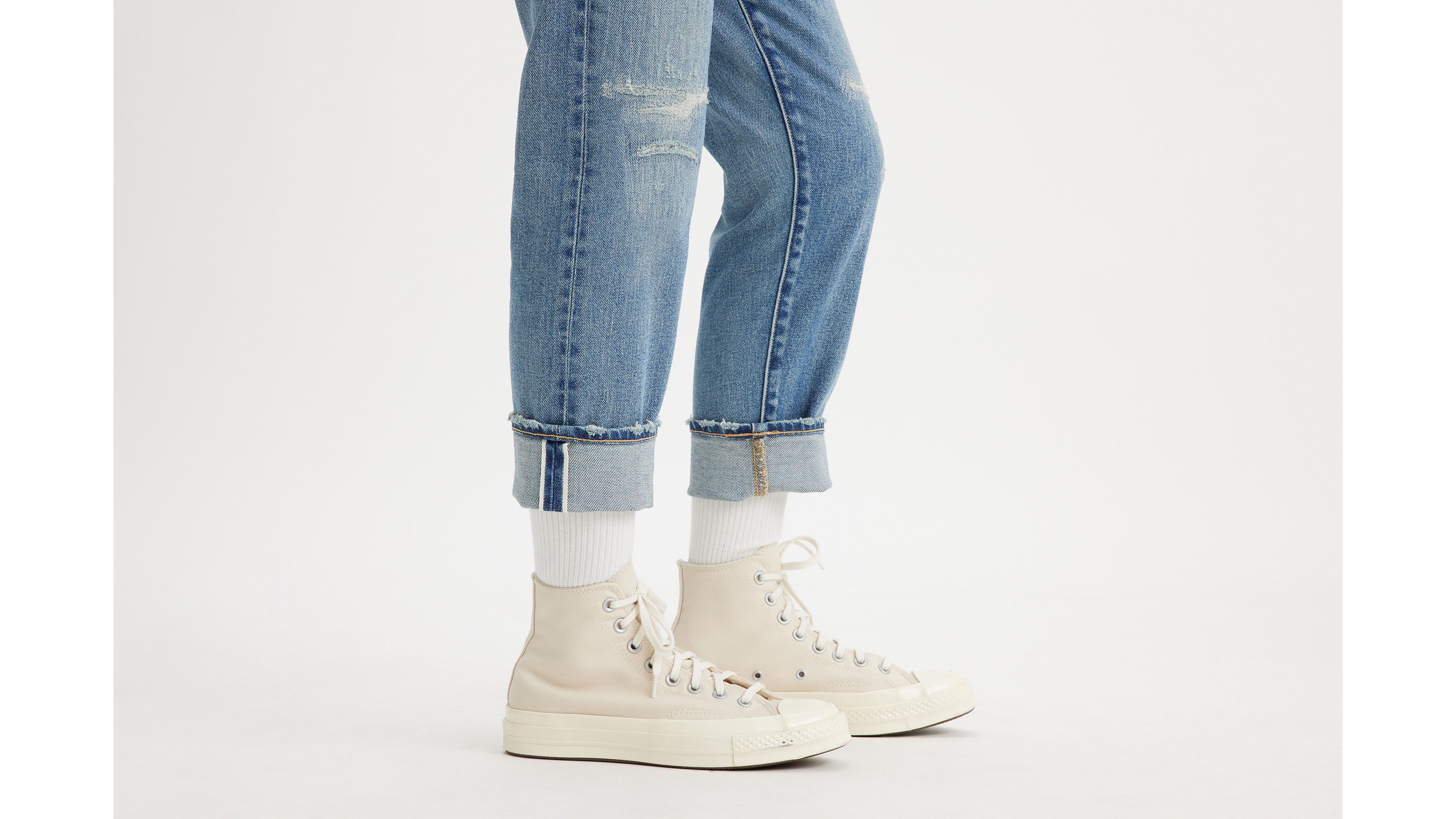 Jean Levi's® Boyfriend taille haute fabriqué au Japon - Mij Azura Medium Worn In - Bleu