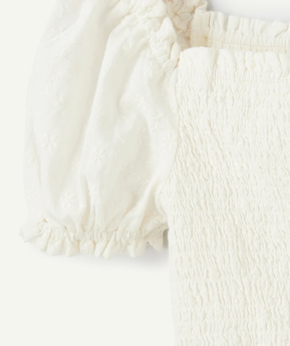 TOP MANCHES BOUFFANTES FILLE AVEC BRODERIES FLEURS