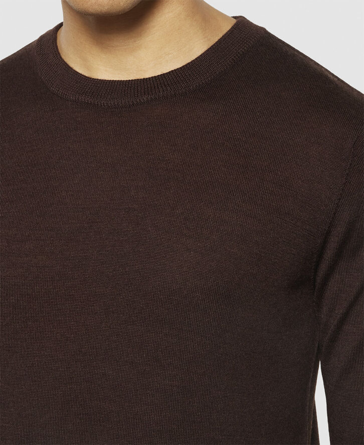 Knowledge Cotton Apparel Regular merino knit crew neck - RWS Demitasse (brown)