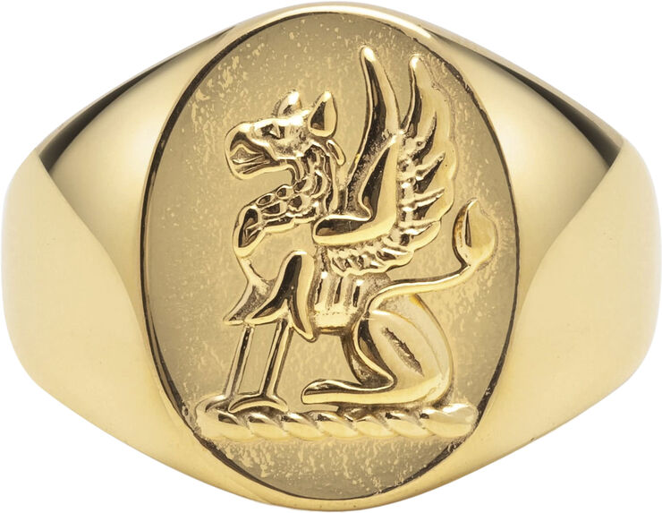 Nialaya Men's Stainless Steel Lion Crest Ring with Gold Plating Gold
