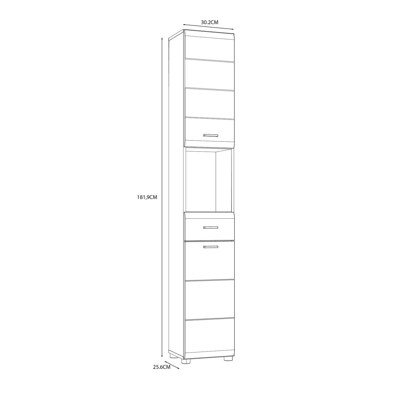 Hochschrank - weiß Hochglanz - 182 cm hoch