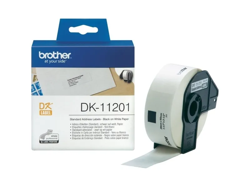 Brother DK-11201 label sort på hvid 29x90 mm - med 400 adresseetiketter