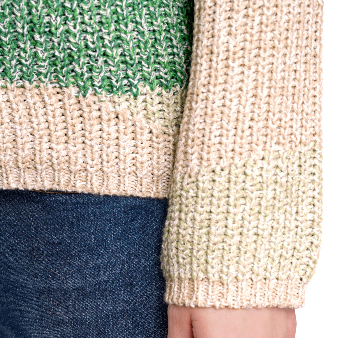 Gina Benotti Damen Strickpullover mit Farbteiler hellgrün / dunkelgrün