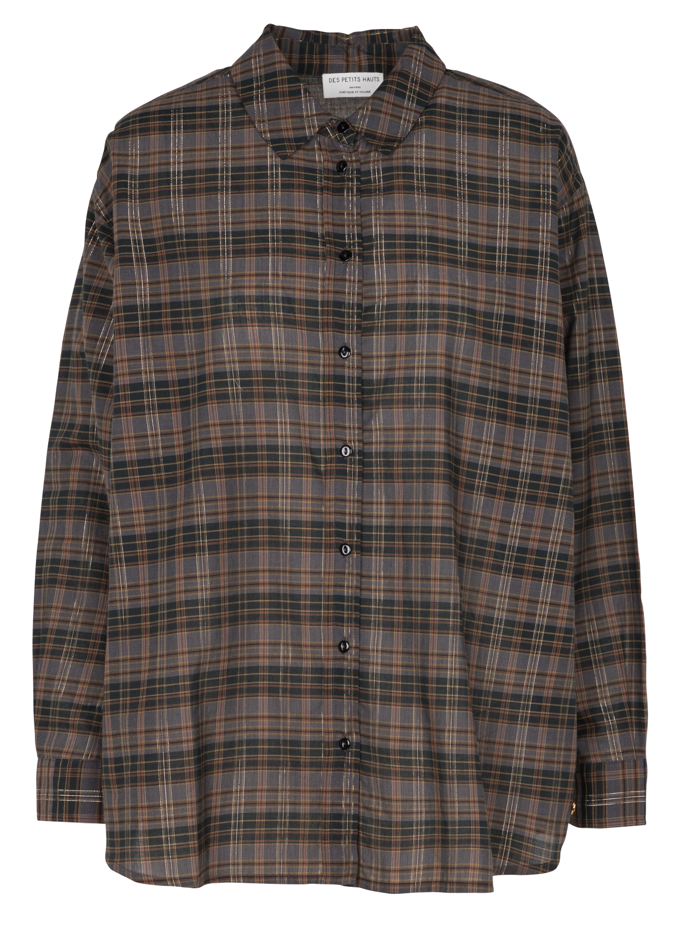 VOLEA - Chemise col classique en coton mélangé | Marron