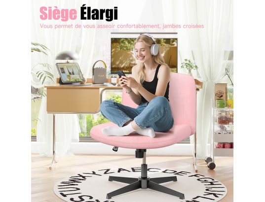 RATTANTREE - Chaise de bureau Fauteuil de bureau large sans accoudoirs rose