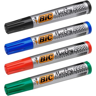 BIC MARKING 2000 - Pack de 4 marqueurs permanents - pointe ogive - couleurs assorties