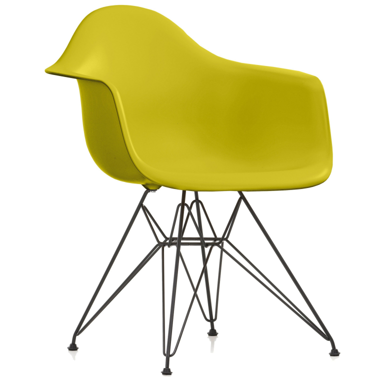 Vitra Eames DAR stoel zwart gepoedercoat onderstel, Mustard