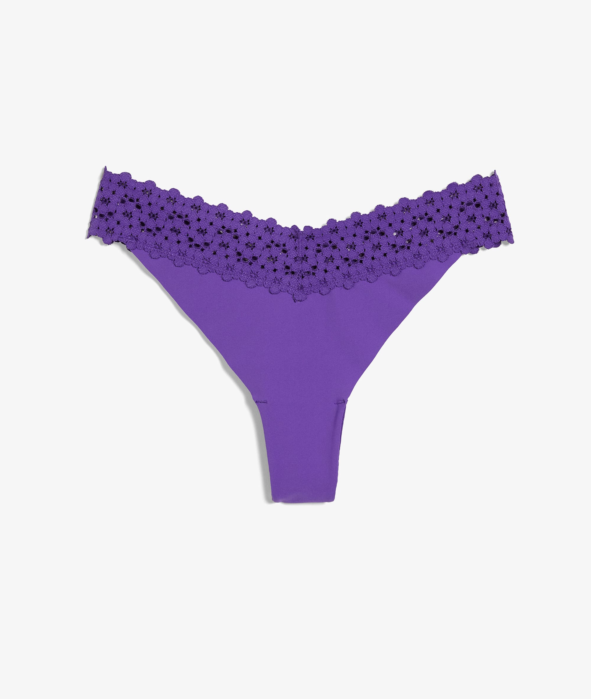 Tanga V-shape en microfibre et dentelle