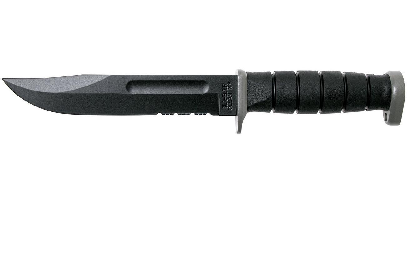 KA-BAR D2 Extreme Fighting Knife 1282, serrated blade, Kraton handle, kunststof schede