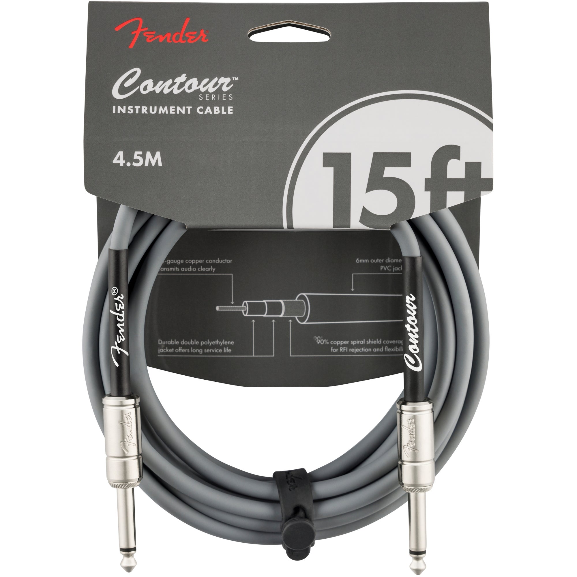 Fender Contour 15 ft Inca Silver instrumentkabel 4,5 meter