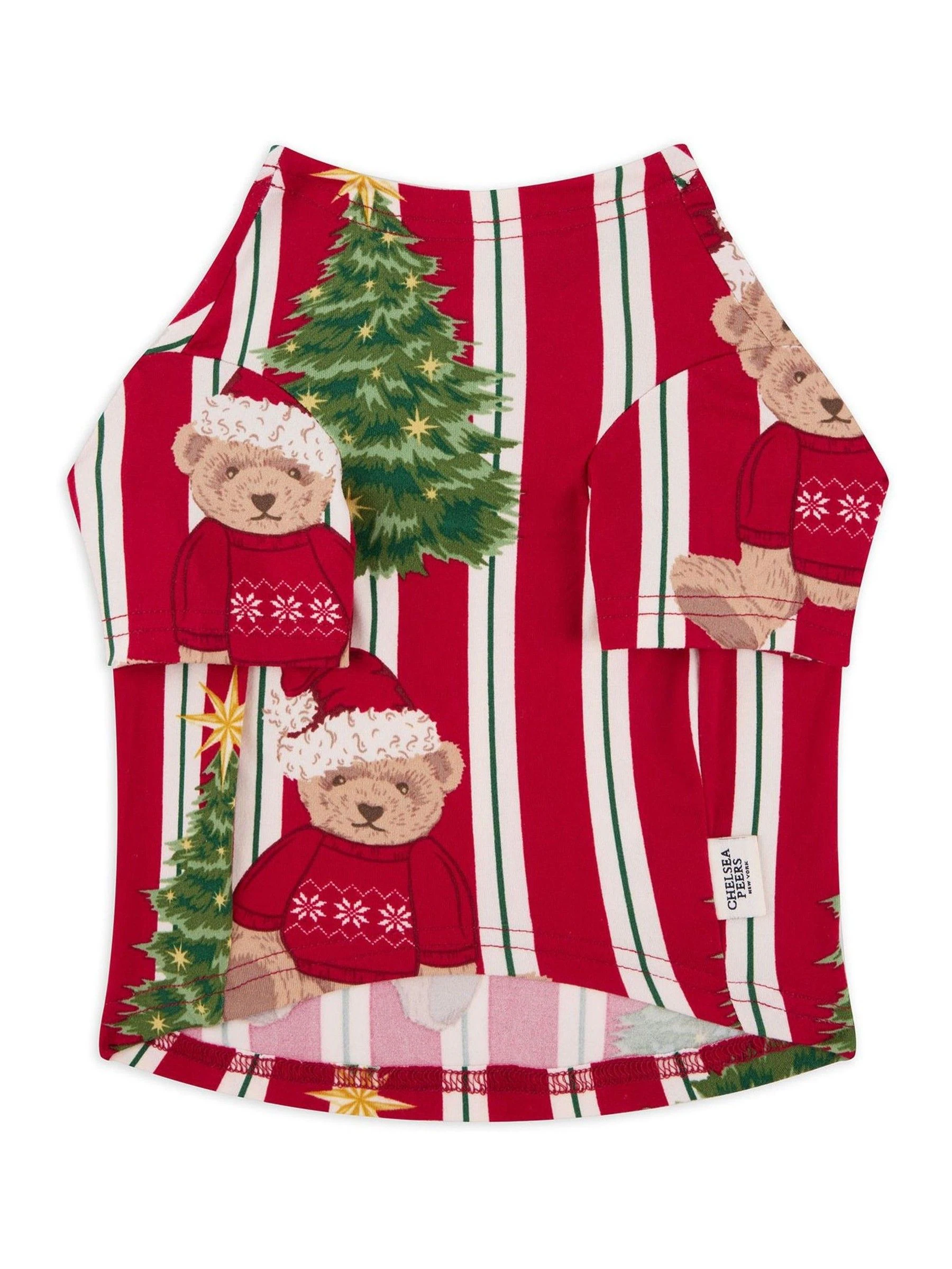 Chelsea Peers T-shirt met kerstpyjama's met teddybeer en streepprint voor huisdieren