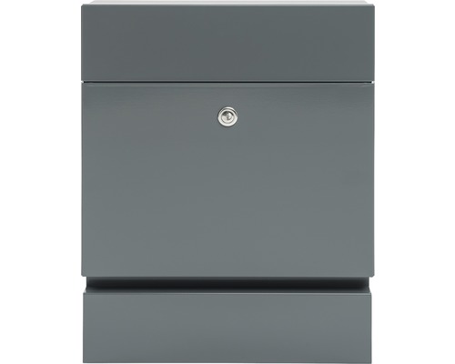 MEFA brievenbus, gepoedercoat staal, BxHxD 371/465/112 mm, Serenade 163, basaltgrijs RAL 7012, zijdemat, met krantenvak en frontklep voor postuitname