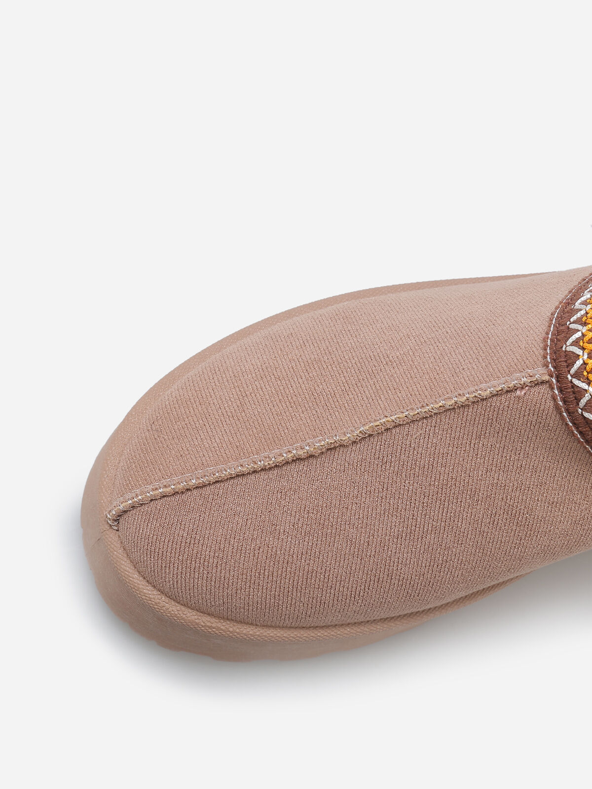 Mules en suédine avec broderies- Taupe