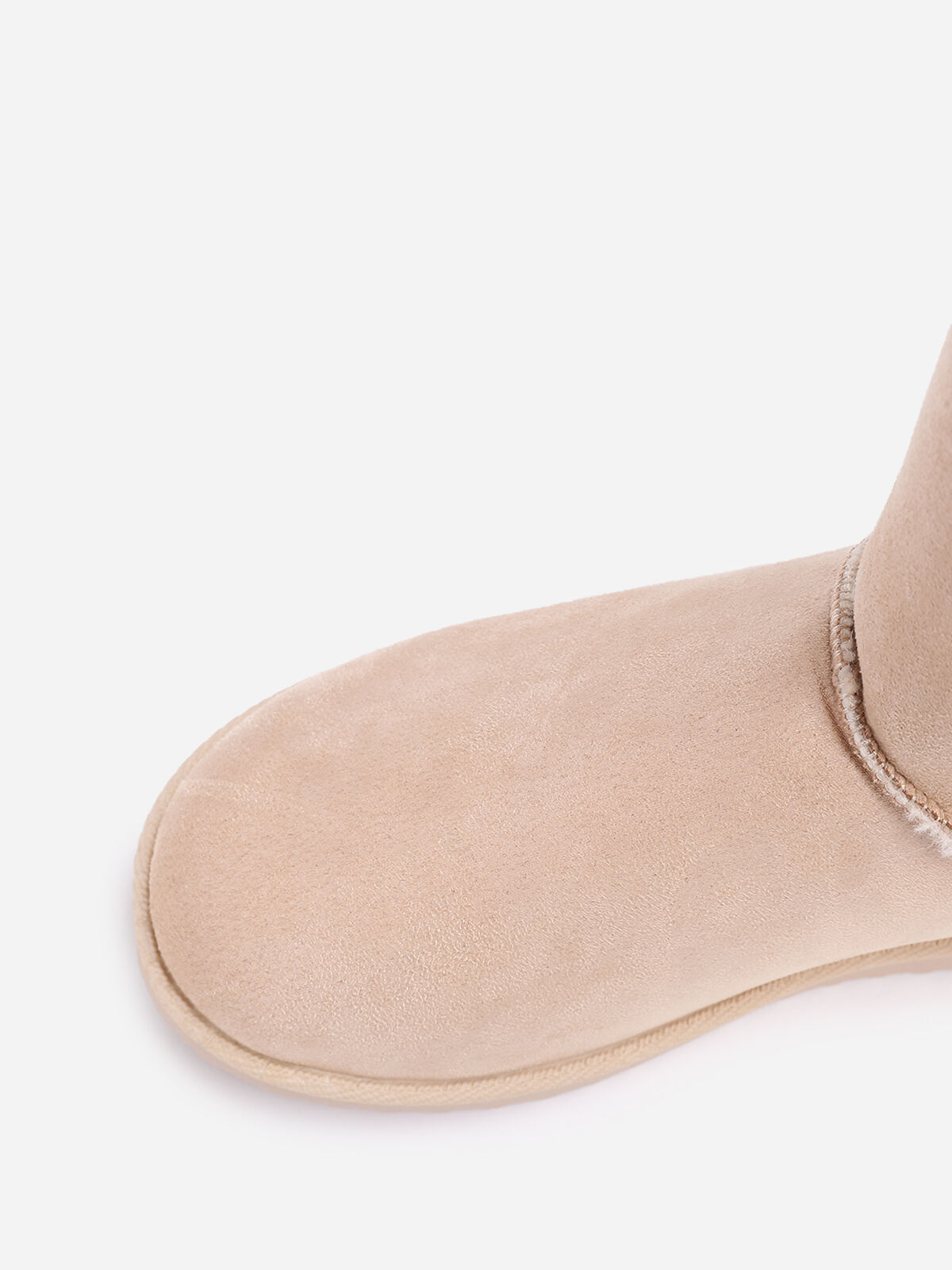 Boots fourrées en suédine à rubans- Beige