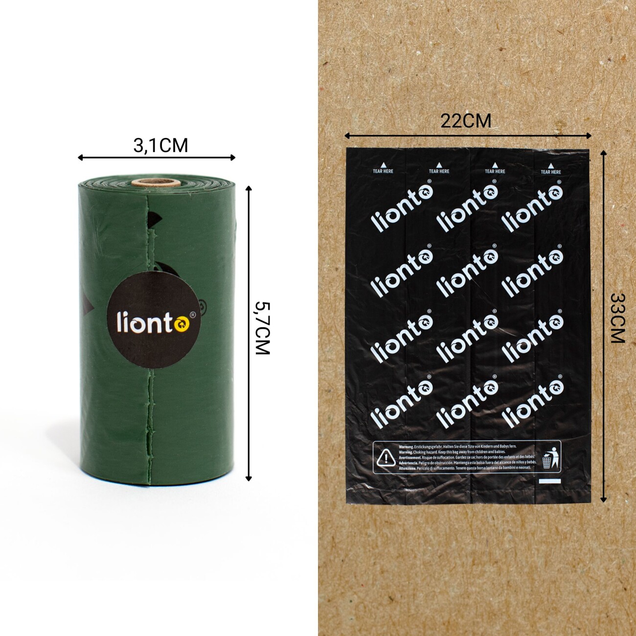 Lionto 600 Hundekotbeutel, schwarz/grün