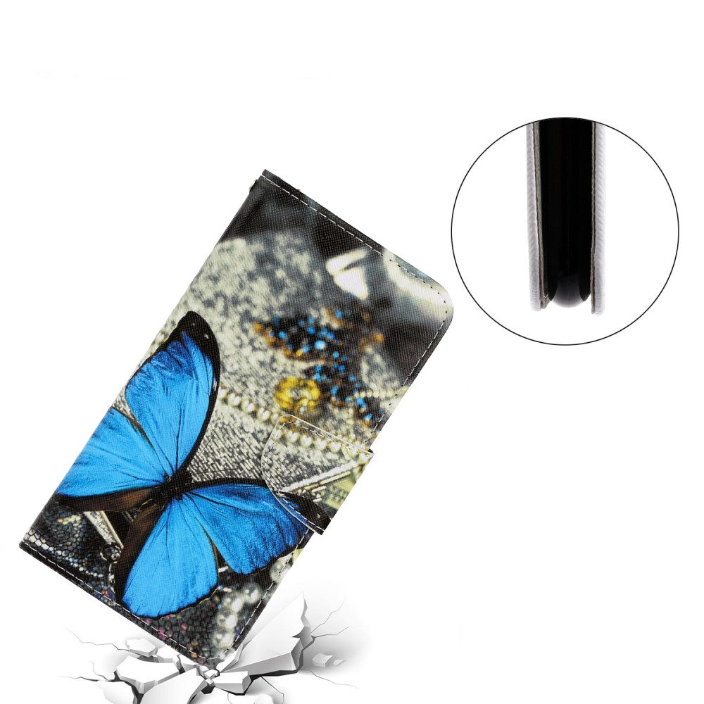 Samsung Galaxy S21 FE 5G Leder Tasche - Blauer Schmetterling