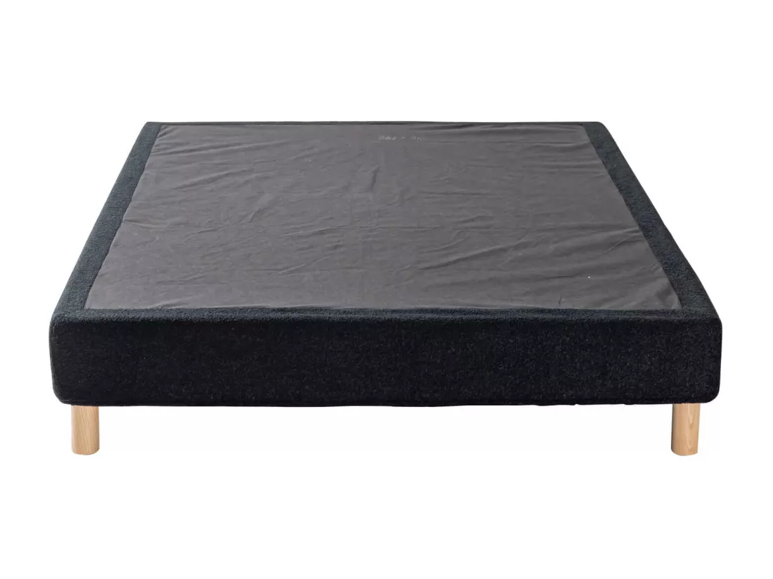 Cache-sommier bouclette intégral noir 160x200 - Boucletta