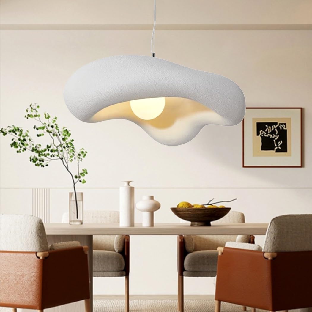 Moderne Wabi-Sabi Pendelleuchte Kreative Blumen Hängeleuchte Polystyrol Pendellampe E27 Esstischlampe Höhenverstellbar Nordisch Stil Für Schlafzimmer Wohnzimmer Esszimmer Küche Hängelampe Weiß 60cm