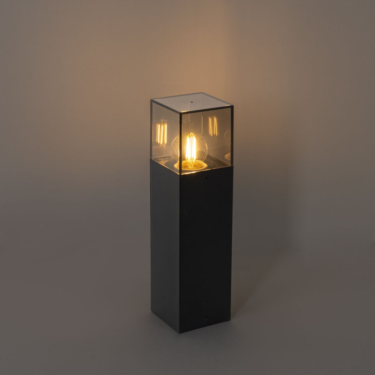 Buitenlamp zwart met smoke glas met grondpin en kabelmof 30cm IP44 - Denmark