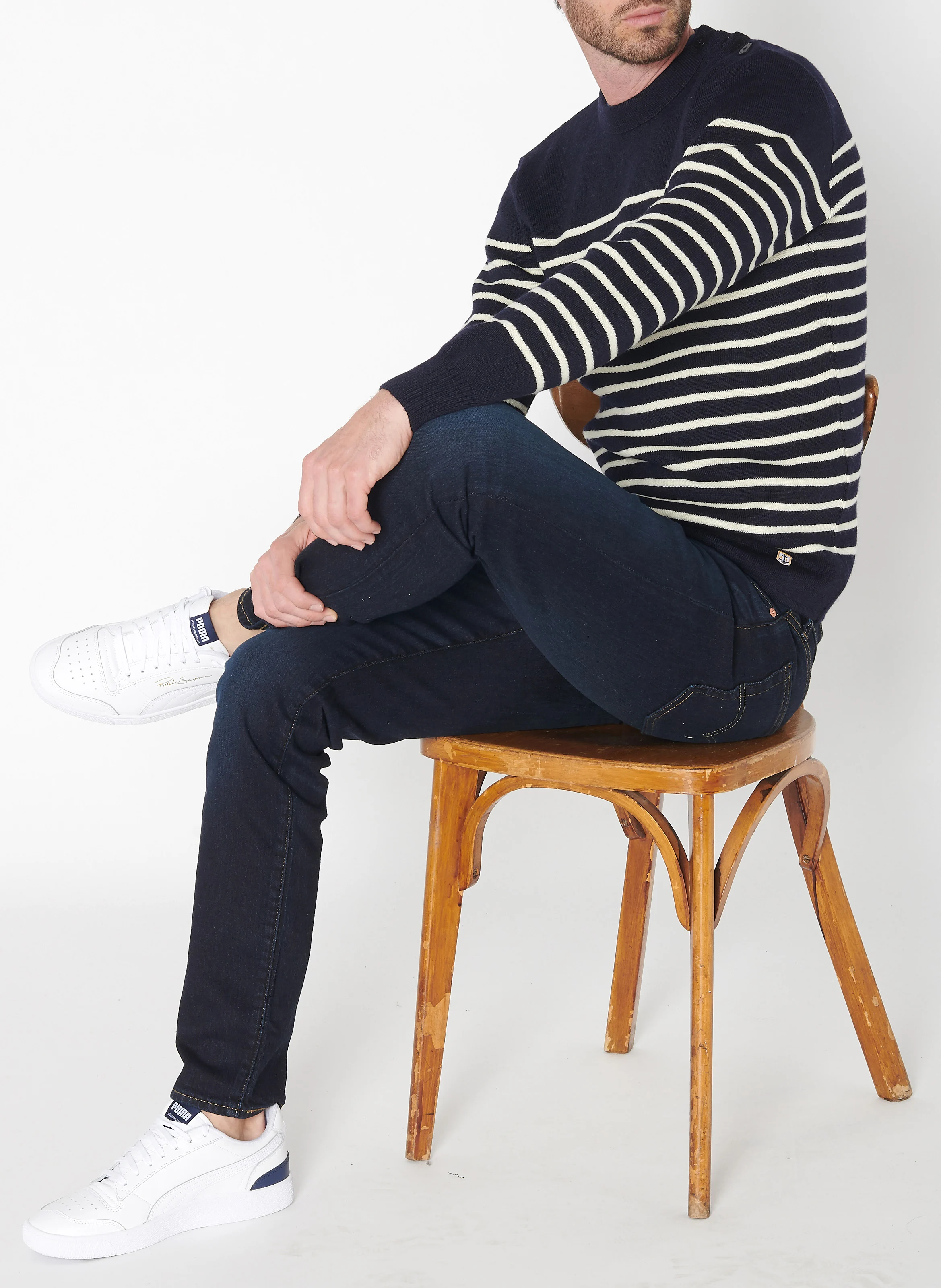 Pull col rond regular-fit en laine | Multicolore