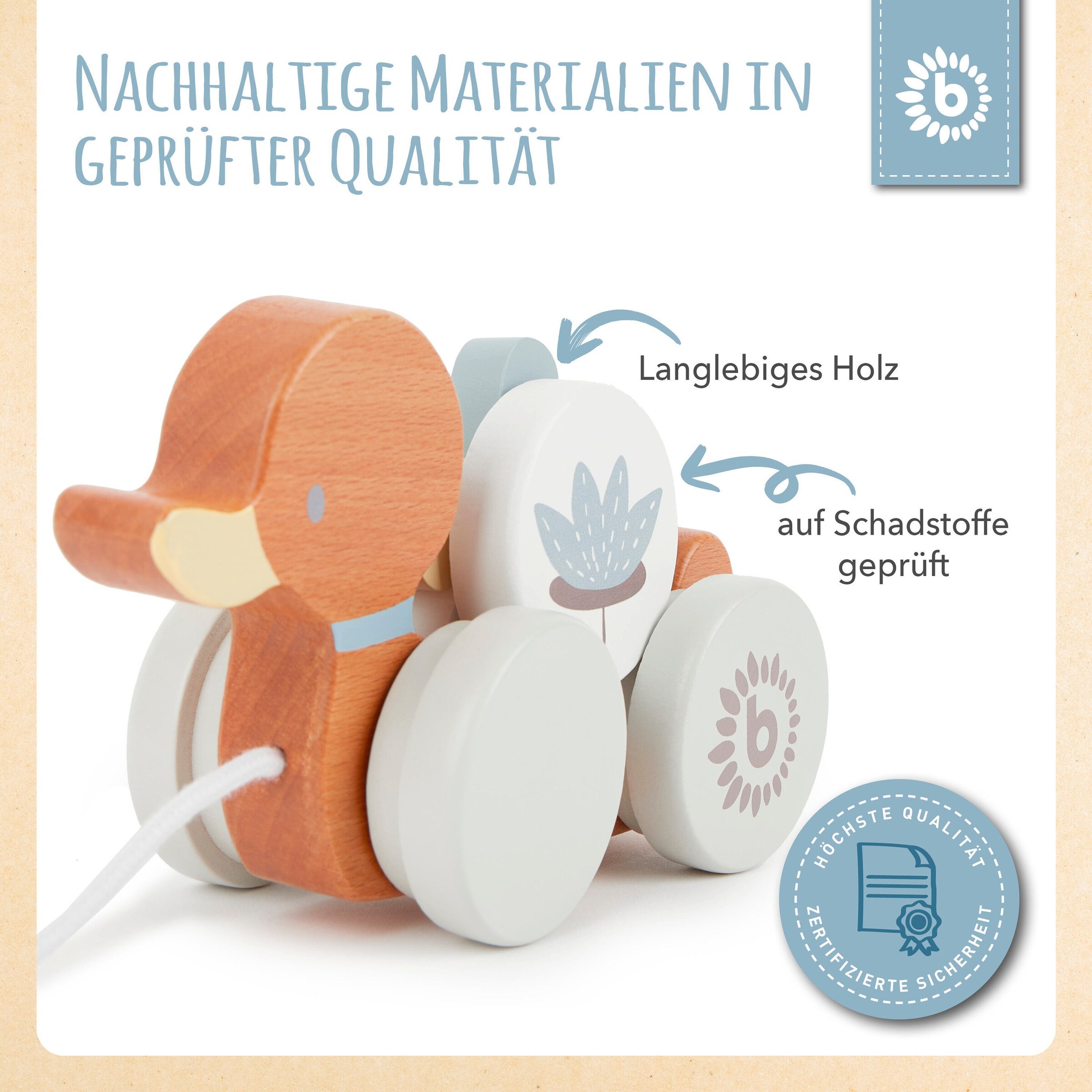 Bieco Nachziehente Holz - ab Geburt Weiß
