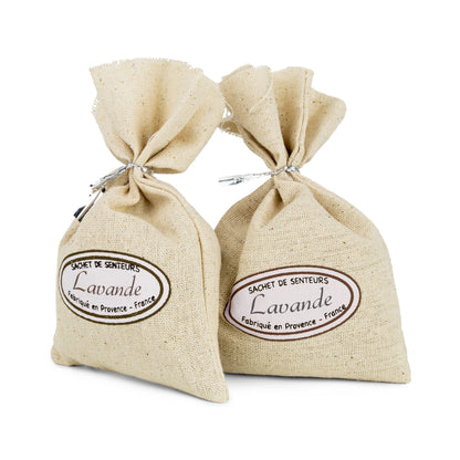 Lot de 2 sachets de fleurs de lavande pour le linge Provence beige