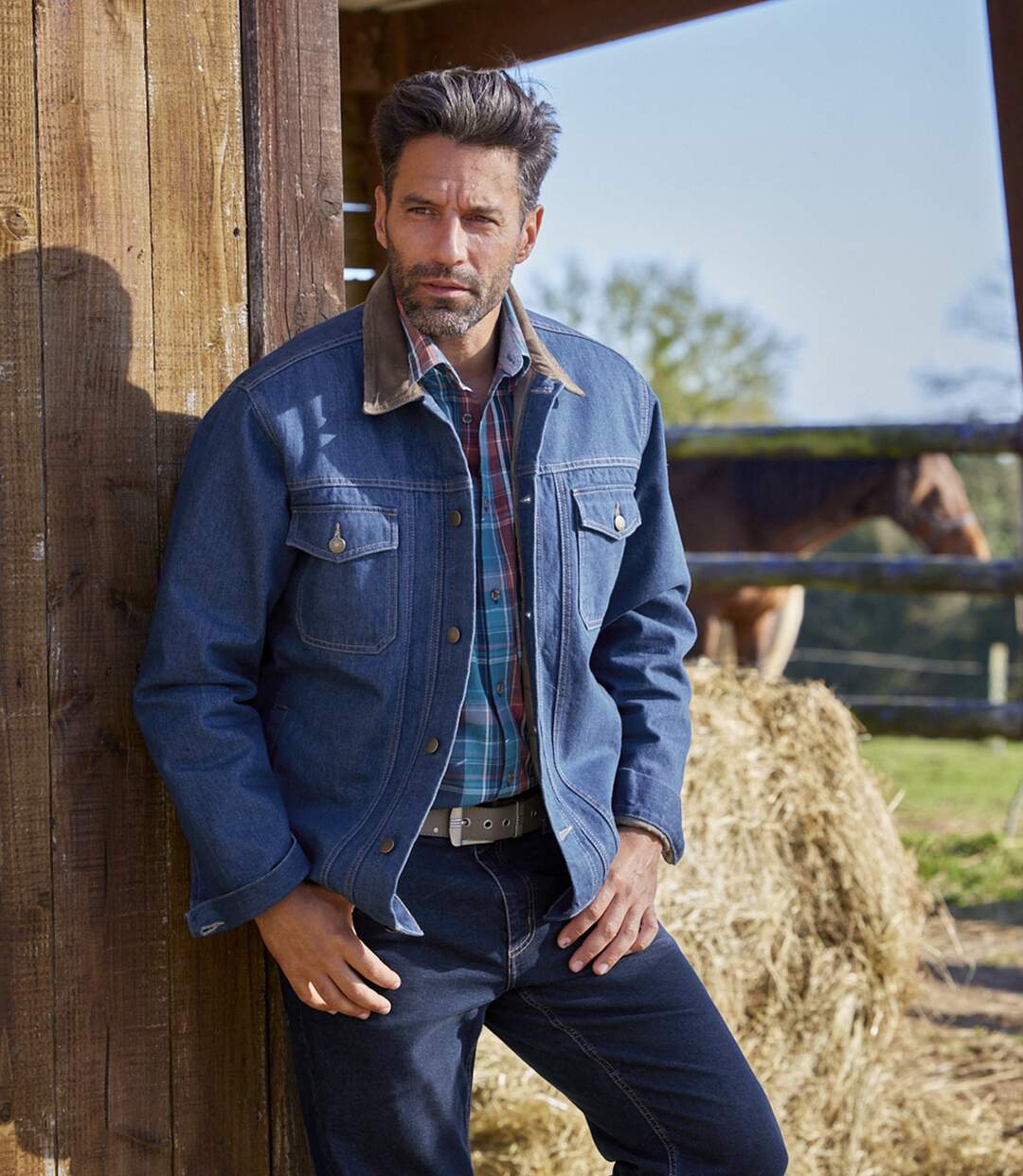 Veste en Jean Matelassée Western