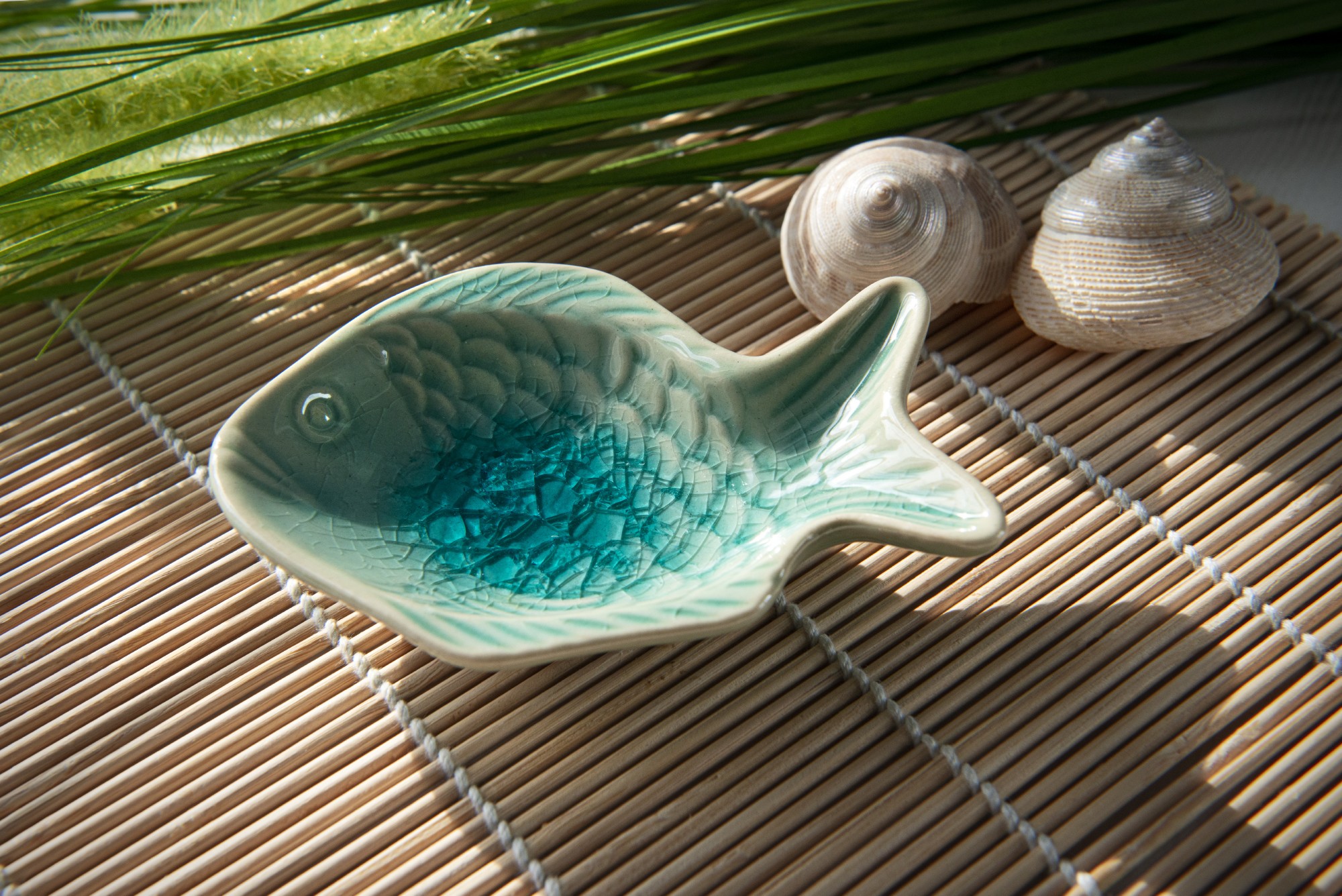 Schale 'Fisch', blau, T 10 cm, B 7 cm, H 2 cm zu 3,50