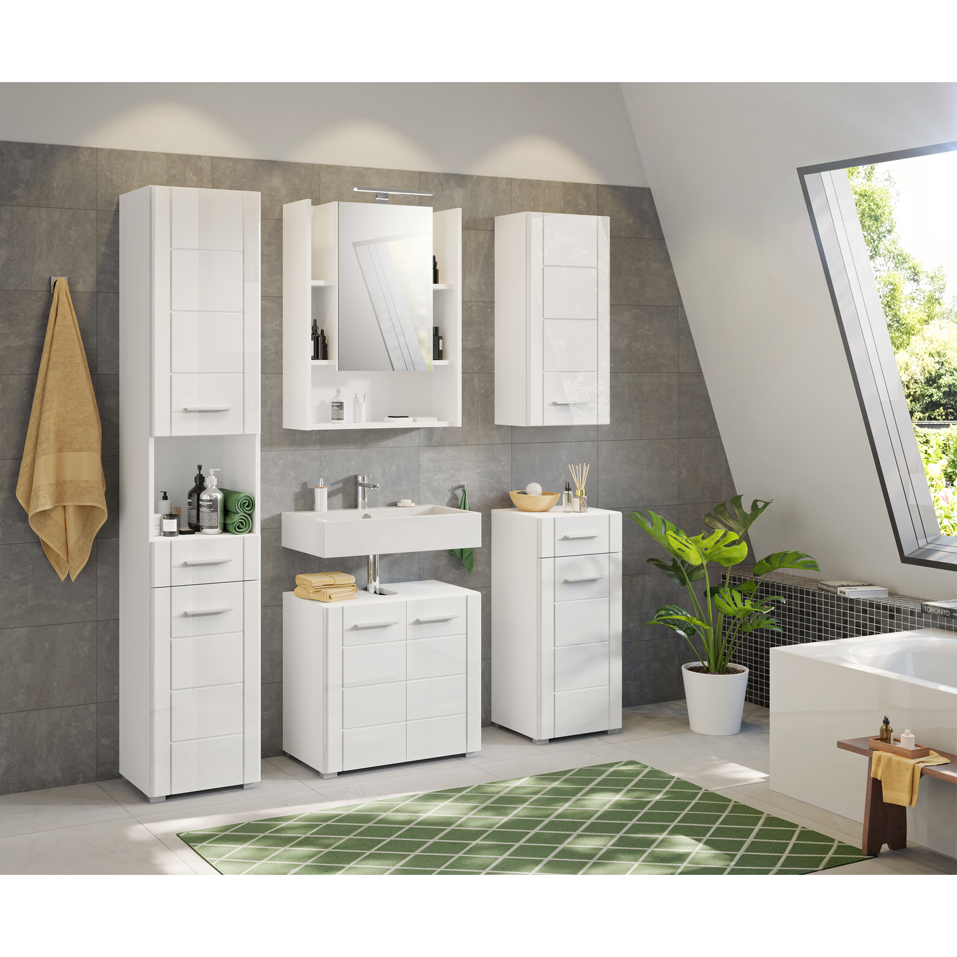 Hängeschrank VENICE - weiß Hochglanz-weiß - 77 cm hoch