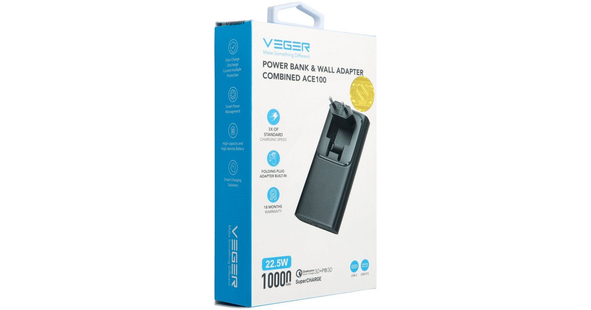 VEGERACE100 powerbank 10.000mAh  (Zwart)