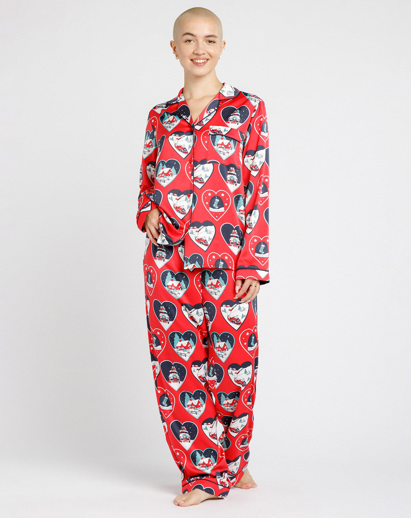 Chelsea Peers Pyjama boutonné motif Noël rouge