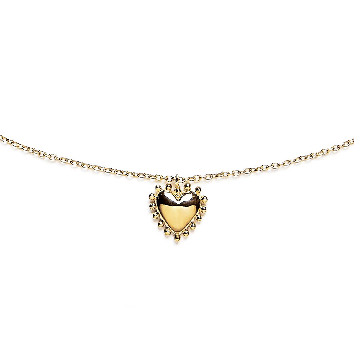 Collier coeur perlé en vermeil