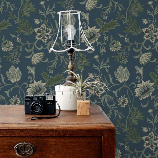 Estahome Vintage Bloemen Behang I - 0,53 x 10,05 m - Zand / Beige