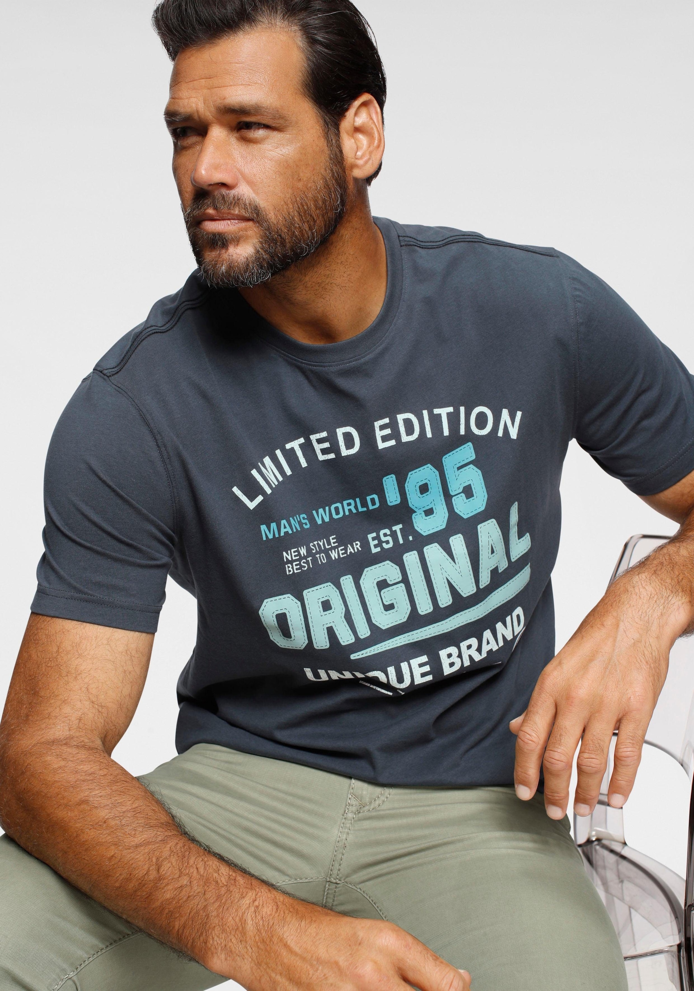 Man's World T-Shirt , Kurzarm,  für die Freizeit,  aus Baumwolle