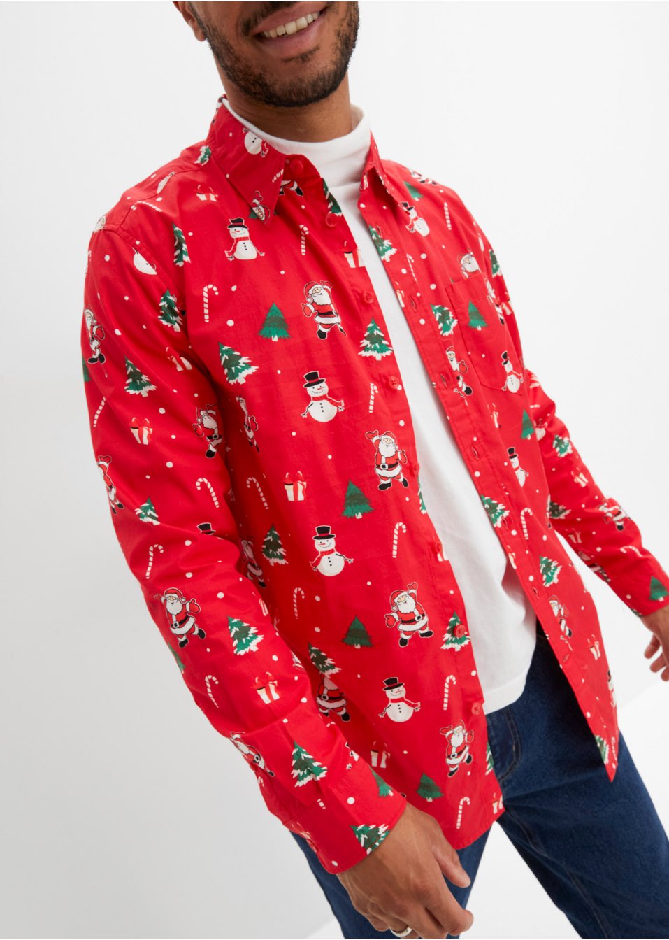 Chemise manches longues avec motif de Noël