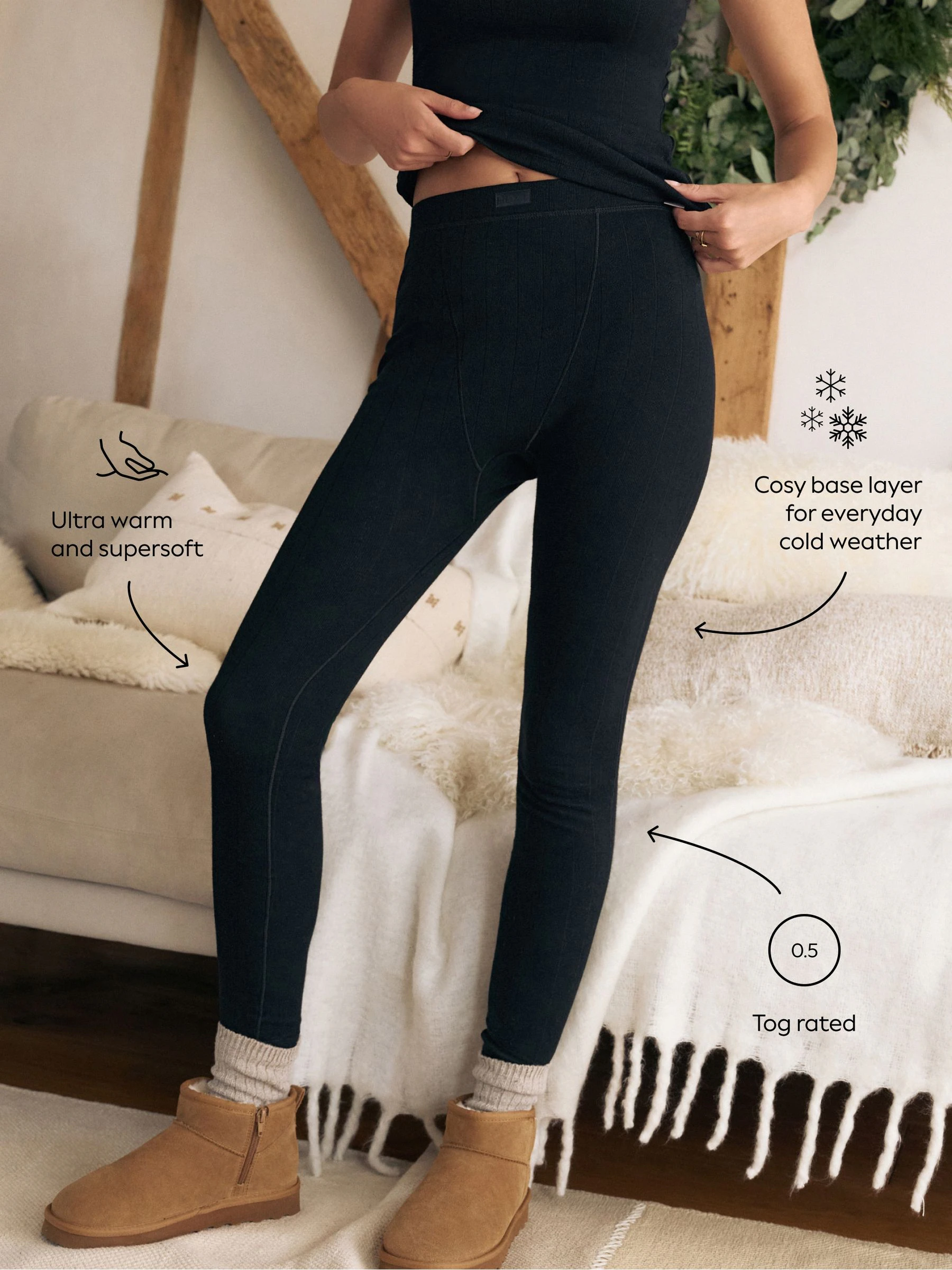 Zwart - Thermal Maximum Warmth Cosy Pointelle Leggings