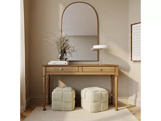 Pouf Carré Tapissé en Velours Côtelé - Design Moderne - Cube Moutarde