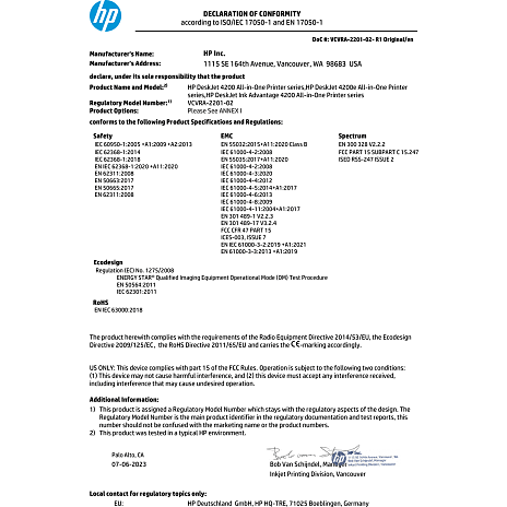 HP Deskjet 4222E printer