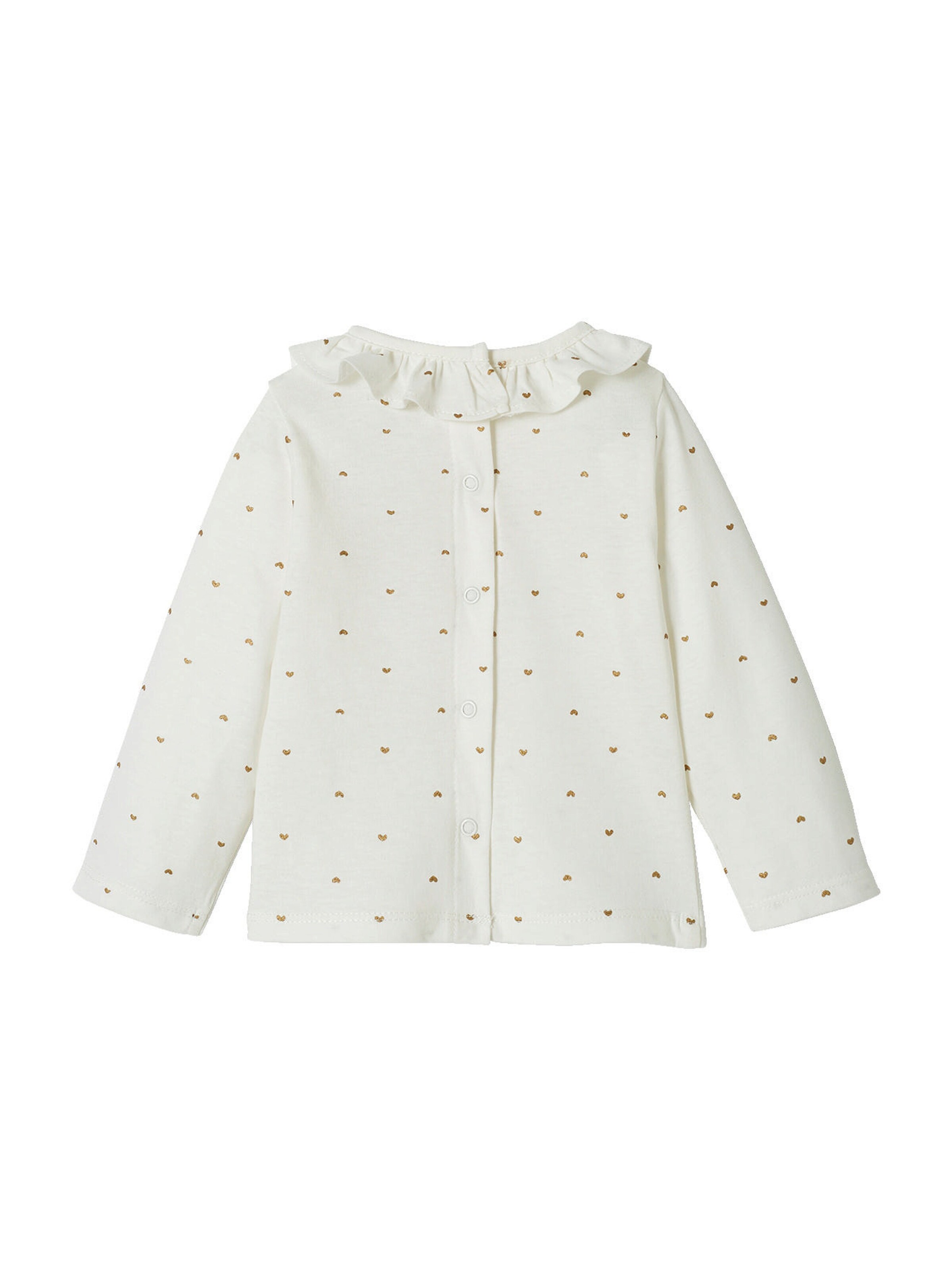 Vertbaudet Mädchen Baby Shirt mit Volantkragen wollweiß herzen