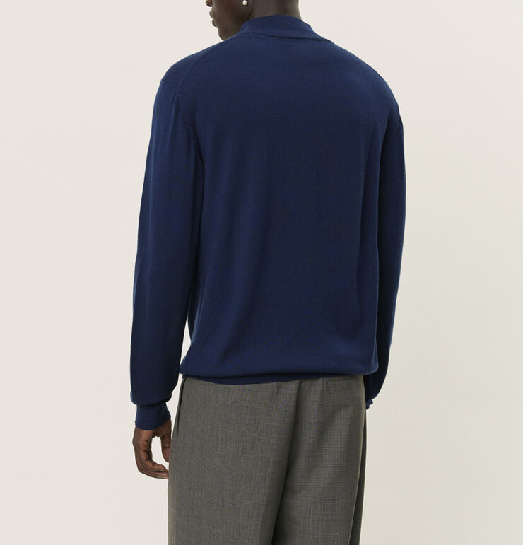 Les Deux Greyson Half-Zip Merino Knit Navy