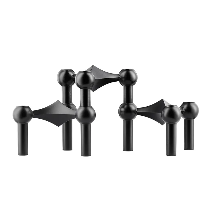 Stoff Nagel - Kerzenhalter, schwarz (3er-Set)