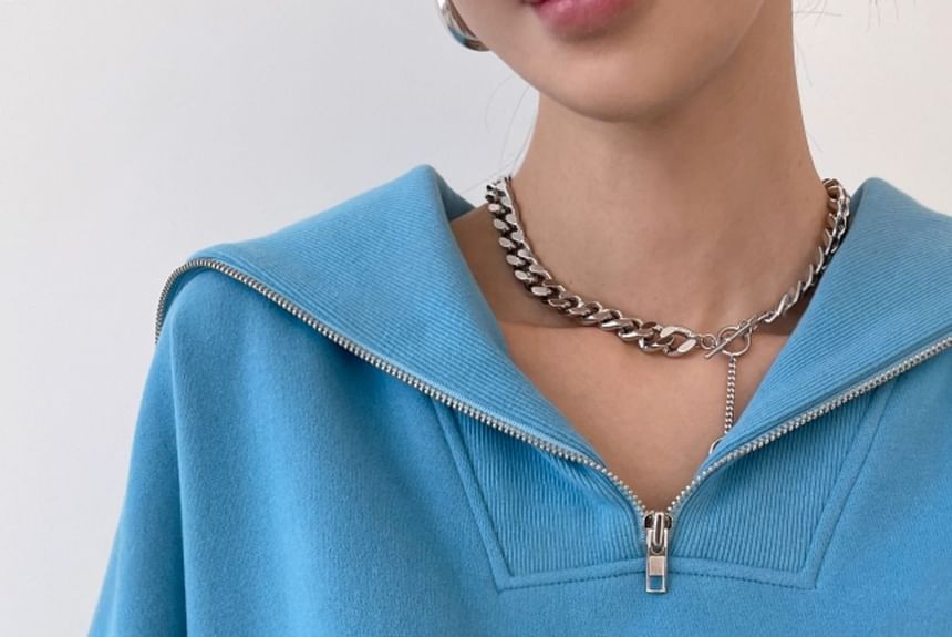 SeoulPop - Effen, losvallende trui met matrozenkraag