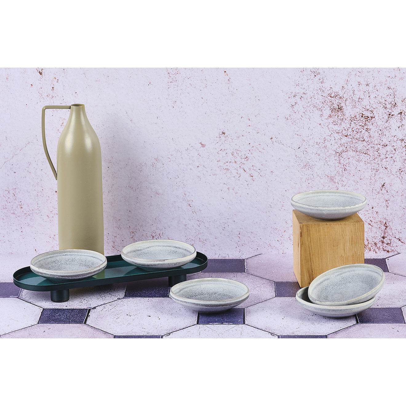 Bjorn 6 Coupelles en Grès Stone gris clair - 20 cl
