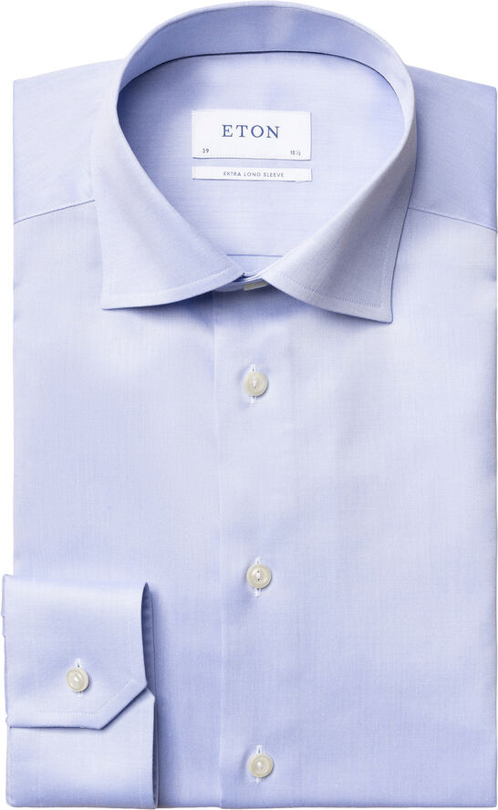 ETON Light Blue Signature Twill Shirt Extra Long Sleeves - Contemporary Fi Lyseblå
