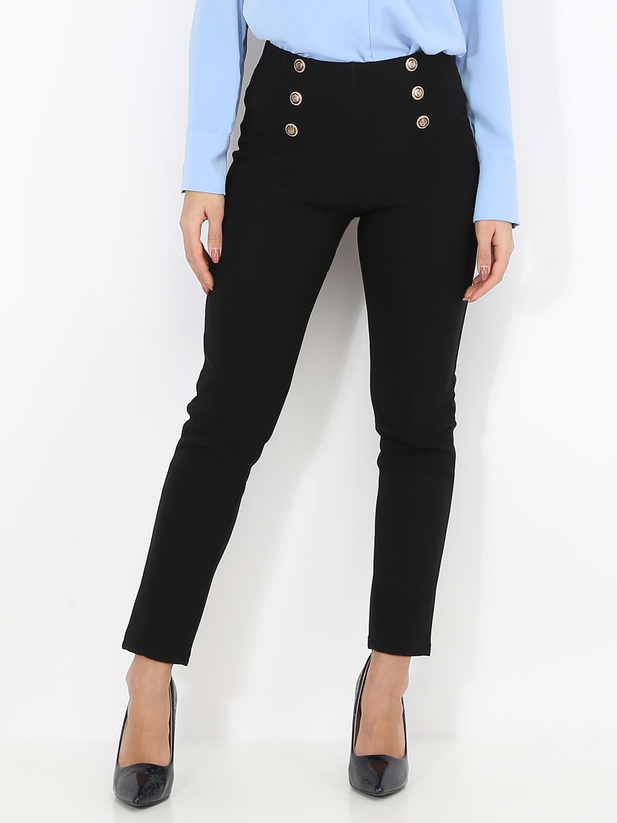 Pantalon slim style officier- Noir
