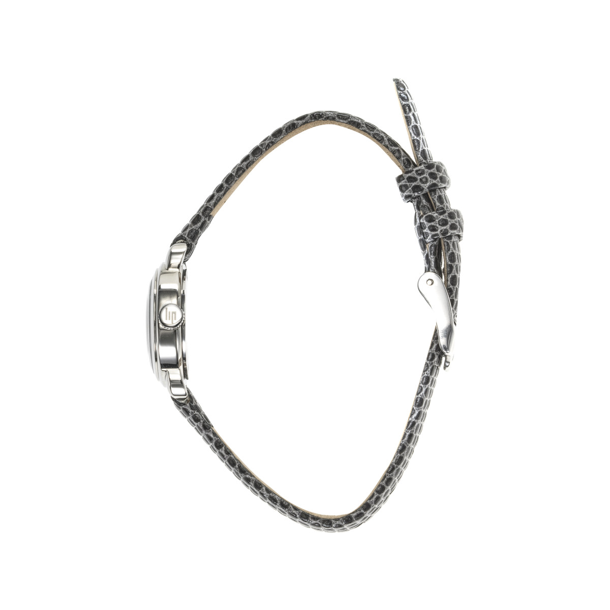 Montre LIP Henriette femme acier bracelet cuir gris